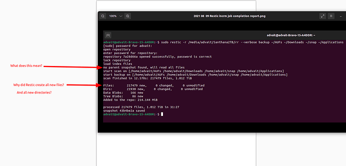 2021 08  09 Restic incrm job completion report 2
